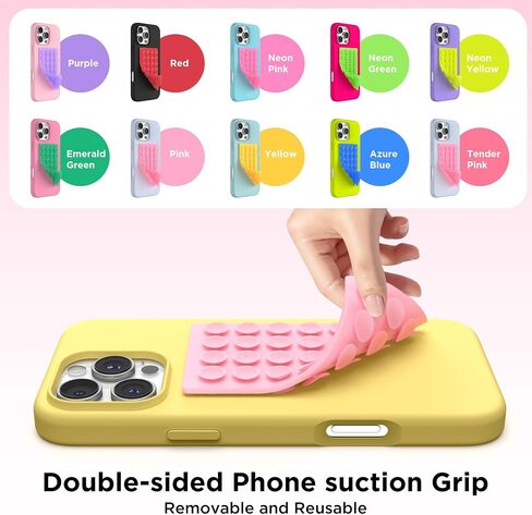 2 Pack Silicone Suction Cup Phone Case Mount Double-Sided, Hands-Free Strong Grip Holder for iPhone and Android, Sticky Phone Stand for Selfies and Videos, Pink+Transparent in Saudi Arabia