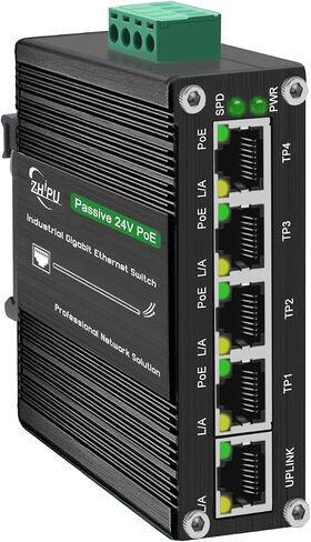 السلبي الصناعي 24V 5-Port Poe Switch ، مفتاح شبكة Gigabit Mini غير المدير ، إدخال 12-24VDC لإخراج 24V POE ، ودعم DIN-RAIL و WALL-MOUNT in Kuwait