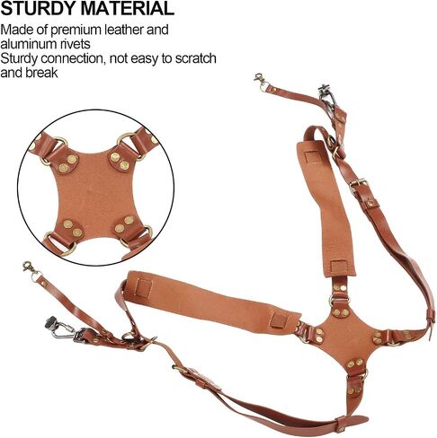 Camera Strap, Leather Dual Camera Harness, Camera Shoulder Strap for 2 Cameras, Adjustable Double Camera Harness in Saudi Arabia