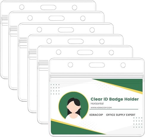 حامل شارة هوية شفاف عمودي، 6 قطع حامل بطاقة اسم مقاوم للماء مع قابل للإغلاق للحبل المنفصل، حامل شارة اسم بلاستيكية للممرضات والمكتب والمدرسة in Kuwait