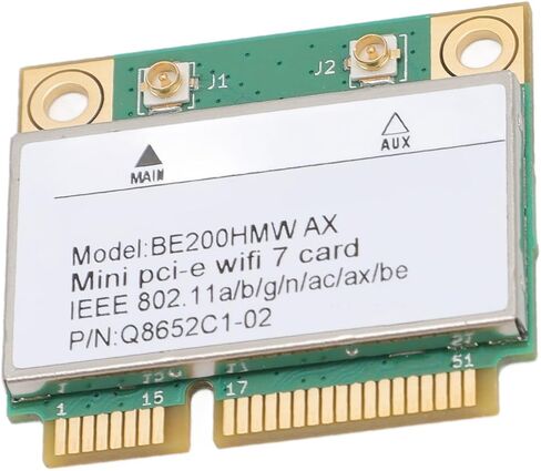 بطاقة Mini PCI E 7 ، 8774Mbps 2 Band 2.4g 5G Gigabit Card Card Mini PCIe Adapter مع Bluetooth 5.4 BE200HMW للكمبيوتر الشخصي (مع هوائي) in Kuwait