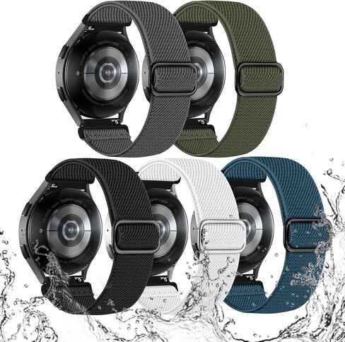 Lerobo Elastic Watch Band for Galaxy Watch 7 Band 6 5 4 44mm 45mm 40mm/6 Classic 47mm 43mm/5 Pro 45mm/4 Classic 46mm 42mm/Active 2, 5 Pack Water-Resistant Nylon Watch Bands for Women Men in Kuwait