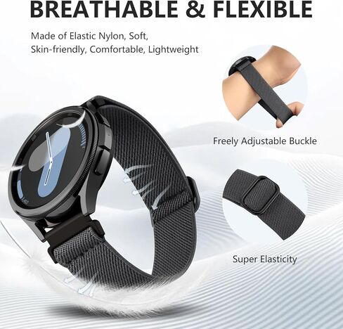 Lerobo Elastic Watch Band for Galaxy Watch 7 Band 6 5 4 44mm 45mm 40mm/6 Classic 47mm 43mm/5 Pro 45mm/4 Classic 46mm 42mm/Active 2, 5 Pack Water-Resistant Nylon Watch Bands for Women Men in Kuwait