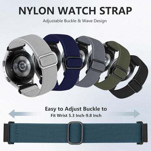 Lerobo Elastic Watch Band for Galaxy Watch 7 Band 6 5 4 44mm 45mm 40mm/6 Classic 47mm 43mm/5 Pro 45mm/4 Classic 46mm 42mm/Active 2, 5 Pack Water-Resistant Nylon Watch Bands for Women Men in Kuwait