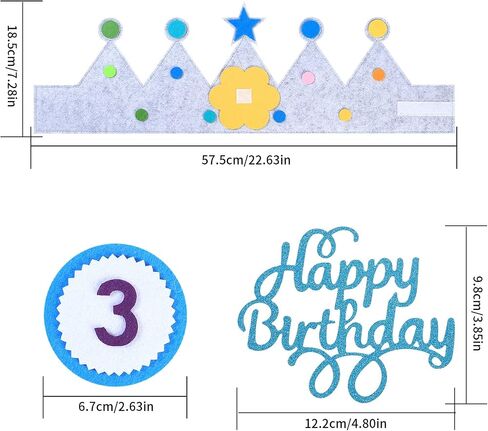 HexinYigjly Children's birthday crowns, changeable numbers 0-9, 3D stickers, fabric crown gifts for boys and girls, party decorations - yellow in Kuwait