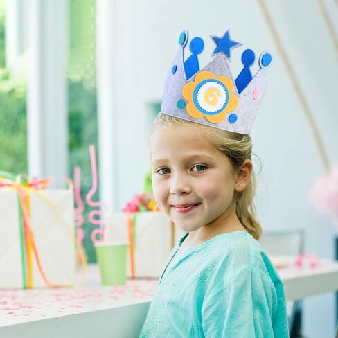 HexinYigjly Children's birthday crowns, changeable numbers 0-9, 3D stickers, fabric crown gifts for boys and girls, party decorations - yellow in Kuwait
