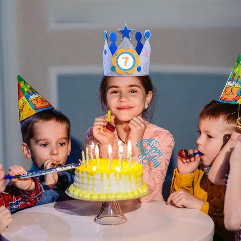 HexinYigjly Children's birthday crowns, changeable numbers 0-9, 3D stickers, fabric crown gifts for boys and girls, party decorations - yellow in Kuwait