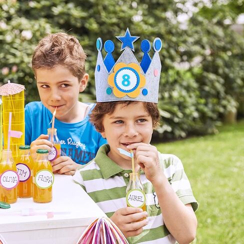 HexinYigjly Children's birthday crowns, changeable numbers 0-9, 3D stickers, fabric crown gifts for boys and girls, party decorations - yellow in Kuwait
