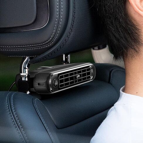 مروحة تبريد مقعد صغيرة مثبتة على السيارة ، سيارة مروحة للتبريد USB المحمولة بدون مروحة كبيرة للرياح الكهربائية مروحة بيو الخلفية لشاحنة سيارات الدفع الرباعي والسيارات (أسود) in Kuwait
