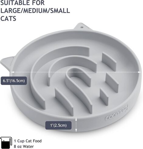 Coomazy Silicone Slow Feeder Cat Bowl 2 Pcs, Cat Food Bowls for Small Breed, Slow Down Pet Eating Speed for Prevent Choking Promote Digestion, Green/Pink in Kuwait