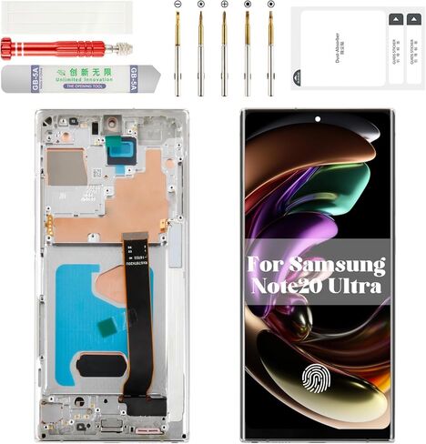 OLED for Samsung Note 20 Ultra Screen 4G لـ Samsung Galaxy Note 20 Ultra 5G LCD شاشة الاستبدال الشاشة لمسة لـ Samsung Note 20 Ultra Digitizer مع إطار أسود (مع وظيفة بصمة الإصبع) in Kuwait