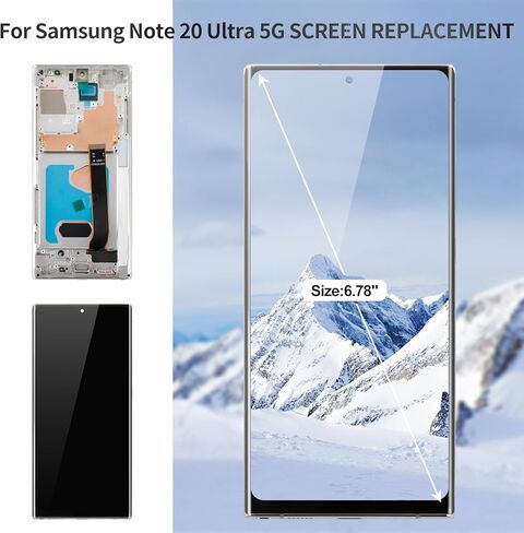 OLED for Samsung Note 20 Ultra Screen 4G لـ Samsung Galaxy Note 20 Ultra 5G LCD شاشة الاستبدال الشاشة لمسة لـ Samsung Note 20 Ultra Digitizer مع إطار أسود (مع وظيفة بصمة الإصبع) in Kuwait