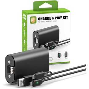 Rechargeable Xbox Controller Battery Pack 2-Pack Compatible with Xbox Series X|S and Xbox One-1500mAh Charging kit, with Dual Charging Cables of USB-C and Micro((Includes 2 Batteries Only)