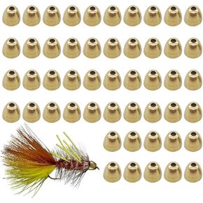 50Pcs Brass Cone Heads, Fly Head Beads, Slotted Conehead Beads, 3 Sizes Fly Tying Materials Sink Deeper Tying Bead for Streamers & Lure