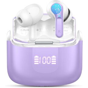 Wireless Earbuds, Bluetooth Headphones 5.3 NEW 40H Ear Buds Bass Stereo Earphones Noise Cancelling Earbud with 4 ENC Mic in-Ear Bluetooth Earbud USB-C LED Display IP7 Waterproof Sport for Android iOS