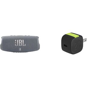 JBL CHARGE 5 - Portable Bluetooth Speaker with IP67 Waterproof and USB Charge out - Gray and InfinityLab InstantCharger 20W 1 USB Compact USB-C PD Charger