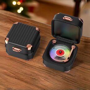 Retro Portable Bluetooth Speaker, Vintage Design, Turnables, HD Sound, BT 5.3, RGB Light Long-Play Hour, for Home/Party/Outdoor/Beach, Electronics, Boys/Girls/Kids Birthday Gift (White)