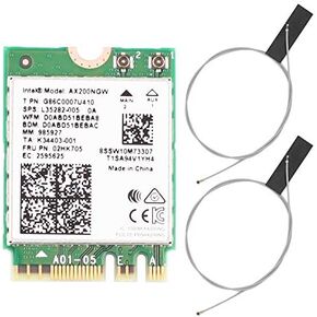 Dual Band 2400Mbps Wireless WLAN Wi-Fi Card, AX200NGW NGFF M.2 Bluetooth 5.0 2.4G/5G 802.11ac/ax for Intel AX200 Compatible with Microsoft Windows 10 (AX200+2X)