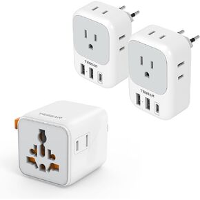 TESSAN Universal Travel Adapter (Type C G A I) Small Worldwide Plug Adaptor and European Travel Plug Adapter Type C Power Adaptor 2 Pack