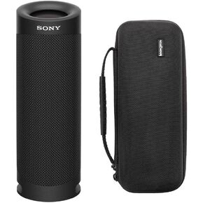 Sony SRSXB23 Extra BASS Bluetooth Wireless Portable Waterproof Speaker (Black) with Hardshell Travel and Protective Case Bundle (2 Items) - Compact, Lightweight Design, up to 12 Hours of Playtime