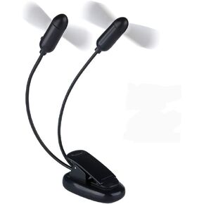 Glovion Mini Clip مروحة ، مروحة عربة مع شفرات ناعمة آمنة ، مقطع مرن قابل لإعادة الشحن على ومكتب مروحة ، مروحة التبريد المزدوجة - الأسود