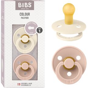 BIBS Pacifiers 0-6 Months | Pack of 2 Premium Soothers | BPA-Free Round Nipple | Made in Denmark | Blush/Ivory Color Pacifier in Kuwait