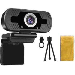 EverGrow 2024 1080P Webcam with Microphone & Privacy Cover and Tripod, 110-degree Wide Angle Widescreen USB HD Camera, Plug and Play, Laptop Computer Web Cam for Zoom YouTube Skype CAM-WEB-2MP
