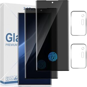 2+2 Pack Galaxy Note 20 Ultra Privacy Screen Protector and Camera Lens Protector,9H hardness Tempered Glass, 3D Full Coverage, Fingerprint Unlock, Easy to install For Galaxy Note 20 Ultra 6.9 Inch