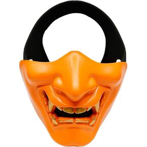 AOUTACC Airsoft Half Face Masks, Evil Demon Monster Kabuki Samurai Hannya Oni Half Face Protective Masks Masquerade Ball, Party, Halloween, Cs War Game