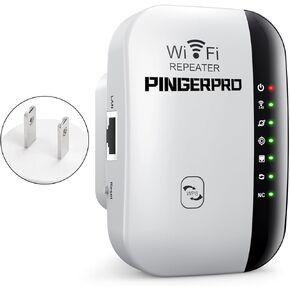 Pingerpro ™ - Gaming WiFi Booster ، مضخم نطاق أسرع وأوسع نطاقًا مع ميناء Ethernet ، ومكتب WiFi معزز الإنترنت ، وإعداد 1 مفتاح لسهولة الحمل ، وتوافق Alexa ، وأبيض