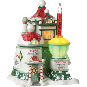 Department 56 Steel, Porcelain, Polyresin, Plastic North Pole Village Pip and Pop's Bubble Works Lit House, 6.89 inch
