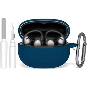 for SHOKZ OpenDots ONE Case, Soft Silicone Shockproof Protective Case Cover Compatible with SHOKZ OpenDots One's Earbuds Accessories with Cleaning Kit & Keychain (Black)