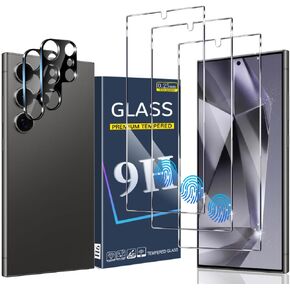 [2+2 Pack] Galaxy S23 Ultra Screen Protector and Camera Protector, HD Clear 9H Tempered Glass Scratch Resistant, Fingerprint Unlock, Full Coverage, Bubble-Free for Galaxy S23 Ultra (6.8 Inch)