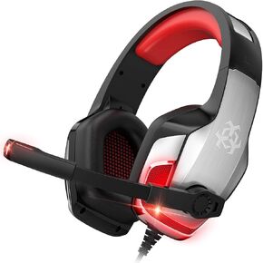 JAKO Gaming Headset, Headset with Noise Cancelling Microphone-Gaming Headphones for Xbox Series X, Xbox Series S, Xbox One, PS5, PS4, Mobile & PC with 3.5mm Jack (Red)