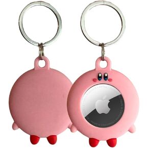 Kirby AirTag Keychain Case, Cute Pink Silicone Cover for Apple AirTag, air tagholder, Soft Protective Holder for Keys, Bags, Pets, Kids, Compatible with AirTag, Apple air tag, airtag Keychain
