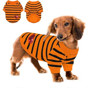 Queenmore Dog Cotton Shirt, Striped Dog T-Shirt, Long Sleeve Puppy Clothes for Small Medium Dogs Cats, Dog Outfits for Frenchie, Dachshund, Yorkie in Kuwait