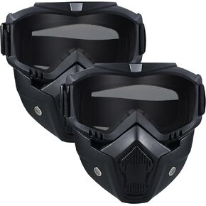 2 Pack Airsoft Mask Full Face, Paintball Mask,Motorcycle Mask，Tactical Full Face Mask Ski Mask Goggles Detachable