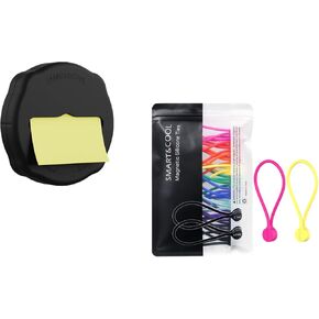 SMART&COOL Reusable Silicone Magnetic Cable Ties 20 Pack Multicolored and Magnetic Pop-Up Note Dispenser