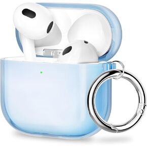 ULAK متوافق مع حالة AirPods 4 ، غطاء حالة الحماية الناعمة الشفافة TPU لـ AirPods 4th Generation 2024 مع إكسسوارات سلسلة مفاتيح الحلقة للنساء الفتيات [LED Frontible] ، Pink
