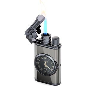 Vintage Gun Pistol Lighter, Cool Watch Lighter for Men, Dual Flame - Soft Flame & Torch Lighter