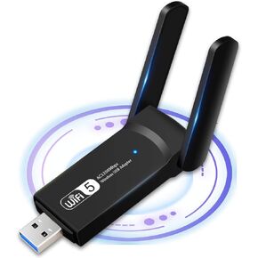 USB WiFi Adapter, 1200Mbps USB3.0 Wireless Network Adapters for PC Dual Band 5G/2.4G WiFi Dongle with 5dBi Antennas for Desktop Computer/Laptop, Supports Windows 11/10/8, Mac OS 10.9~10.15,OS 11.0+