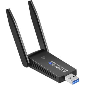 1800Mbps WiFi6 USB Adapter USB Wireless Network Card 2.4G/5GHz USB3.0 Wireless Wi-Fi Dongle Network Receiver Card for Win 10/11 Only (AX1808 MT7921 chip with CD Drive)