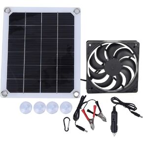Hapivida Solar Panel Powered Fan, 10W DC5V Portable Solar Powered Mini Exhaust Fan Mini Ventilator for Outdoor Pet Room Car Charging Use