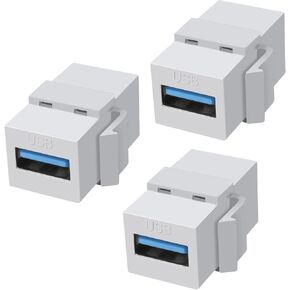 XMSJSIY USB 3.0 Keystone Jack Inserts Adapter 5Gbps USB3.0 A Female to Female Coupler Connector Snap-in Socket for Wall Plate Outlet Panel- 3PCS