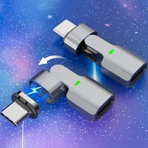 3C'S 240W 180 Degree USB C Magnetic Adapter,(2Pack) 11PIN USB C 90 Degree Right Angle Magnetic Adapter 480Mbps for Thunderbolt 4/3, MacBook Pro/Air,Steam Deck, PS5 PSVR2,IPad Series