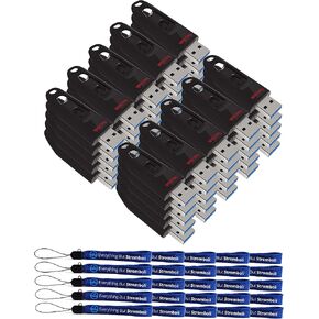 SanDisk 64GB Flash Ultra (50 Pack) 3.0 USB Flash Drive High Performance Thumb Drive (SDCZ48-064G-U46) Bundle with 25 Everything But Stromboli Lanyards
