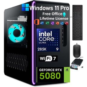 Alienware Aurora R16 Gaming Desktop 2025, Intel 24 Core Ultra 9 285K(AI NPU), RTX 5080 GDDR7(Beat 4090), w/Win 11 Pro & Office License, External DVD Drive, WiFi 7(64GB DDR5 | 8TB SDD | 2TB HDD)