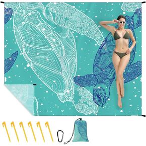 Beach Blanket, Large Beach Mat 140 x 210 cm (2-3 People) Foldable, Sandproof Waterproof, Camping Outdoor Blanket with 6 Fixed Nails for Beach, Hiking, Picnic
