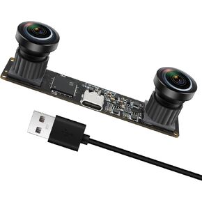 MMlove USB Stereo Camera Module 1200P 60FPS Global Shutter USB Webcam with Synchronous Dual Lens,600P 120FPS High Speed 3D Webcam 112° Wide Angle Lightburn Camera for VR,PC/Laptop/Raspberry Pi