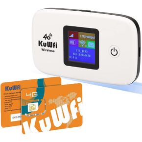 KuWFi Mobile WiFi Hotspot and 2GB Prepaid 4G LTE SIM Card